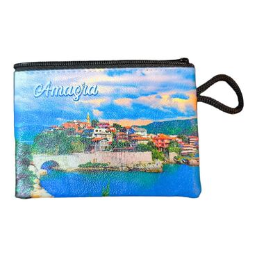 Amasra Themed Turkish Woven Wallet 113x80x8 mm - Thumbnail