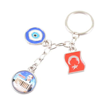 Ankara Themed Metal Evil Eye Enamel Keychain - 4
