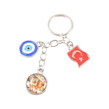 Ankara Themed Metal Evil Eye Enamel Keychain - 16