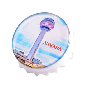 Ankara Themed Round Cap Shaped Magnetic Bottle Opener 63x15 mm - 3