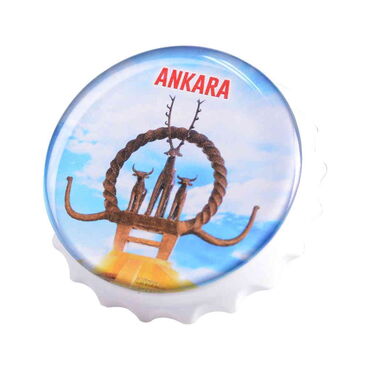Ankara Themed Round Cap Shaped Magnetic Bottle Opener 63x15 mm - 11