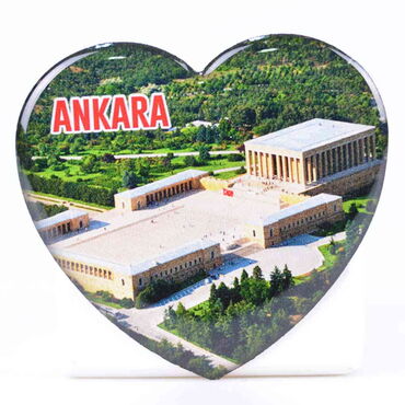 Toptan Ankara Temalı Myros Kalp Magnet 65x60 mm - Thumbnail