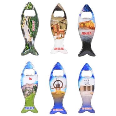 Ankara Themed Fish Shaped Metal Magnetic Bottle Opener 120x43 mm - 2
