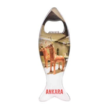 Ankara Themed Fish Shaped Metal Magnetic Bottle Opener 120x43 mm - 4