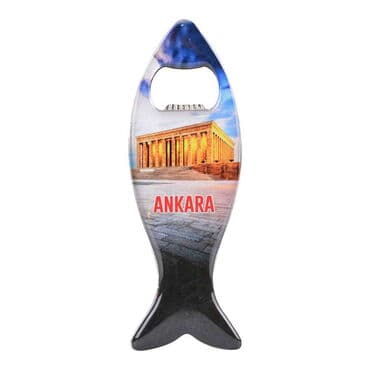 Ankara Themed Fish Shaped Metal Magnetic Bottle Opener 120x43 mm - 6