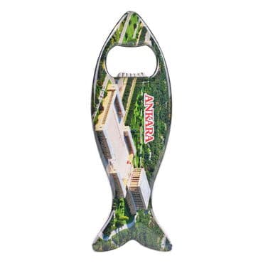 Ankara Themed Fish Shaped Metal Magnetic Bottle Opener 120x43 mm - 7