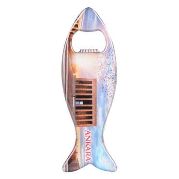 Ankara Themed Fish Shaped Metal Magnetic Bottle Opener 120x43 mm - 9