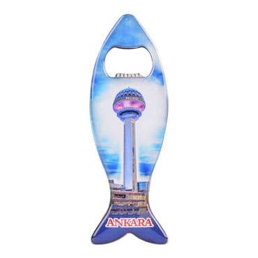 Ankara Themed Fish Shaped Metal Magnetic Bottle Opener 120x43 mm - 10