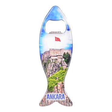 Ankara Themed Fish Shaped Metal Magnetic Bottle Opener 120x43 mm - 11