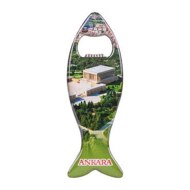 Ankara Themed Fish Shaped Metal Magnetic Bottle Opener 120x43 mm - 13