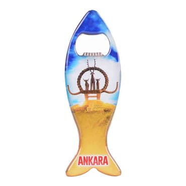 Ankara Themed Fish Shaped Metal Magnetic Bottle Opener 120x43 mm - 14