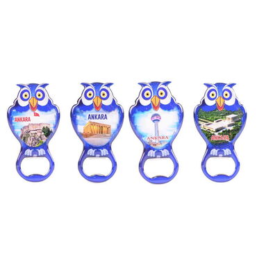 Ankara Themed Owl Shaped Metal Magnetic Bottle Opener 88x47 mm - 2