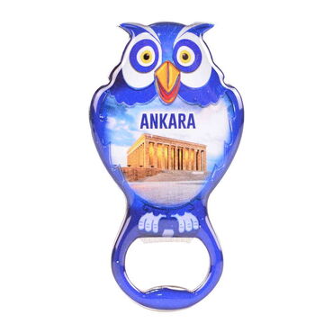Ankara Themed Owl Shaped Metal Magnetic Bottle Opener 88x47 mm - 3