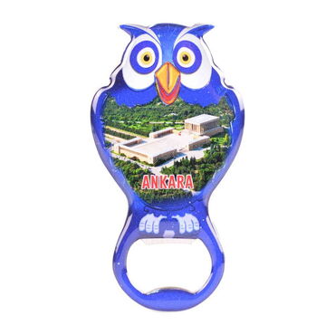 Ankara Themed Owl Shaped Metal Magnetic Bottle Opener 88x47 mm - 5