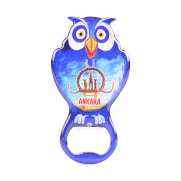 Ankara Themed Owl Shaped Metal Magnetic Bottle Opener 88x47 mm - 7