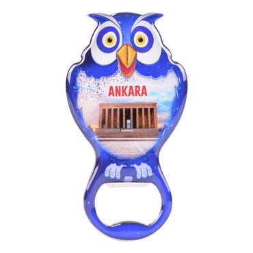 Ankara Themed Owl Shaped Metal Magnetic Bottle Opener 88x47 mm - 8