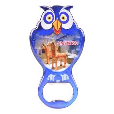 Ankara Themed Owl Shaped Metal Magnetic Bottle Opener 88x47 mm - 9