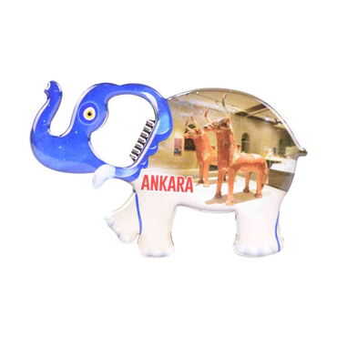 Ankara Themed Elephant Shaped Metal Magnetic Bottle Opener 98x61 mm - 7