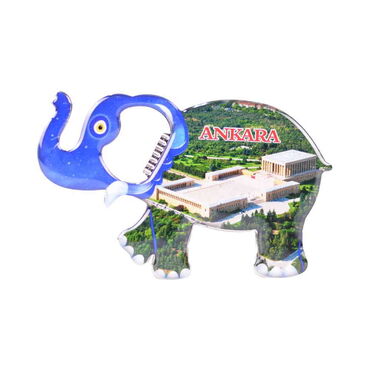 Ankara Themed Elephant Shaped Metal Magnetic Bottle Opener 98x61 mm - 8