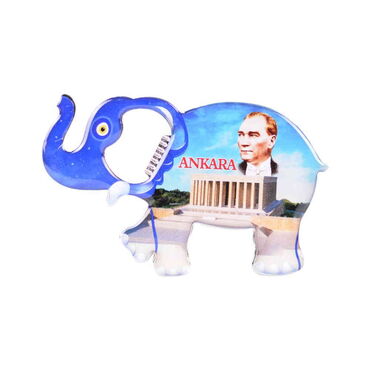 Ankara Themed Elephant Shaped Metal Magnetic Bottle Opener 98x61 mm - 9