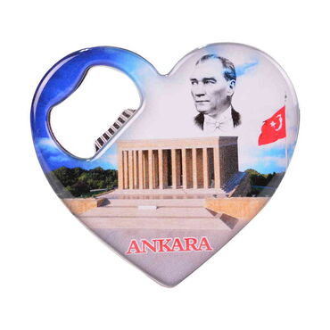 Toptan Ankara Temalı Myros Metal Kalp Açacak Magnet 85x76 mm - Thumbnail