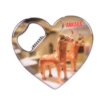 Ankara Themed Heart Shaped Metal Magnetic Bottle Opener 85x76 mm - 4