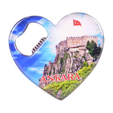 Ankara Themed Heart Shaped Metal Magnetic Bottle Opener 85x76 mm - 5