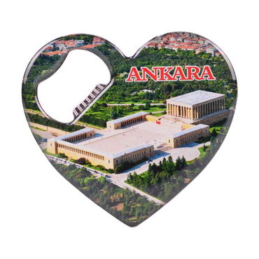Ankara Themed Heart Shaped Metal Magnetic Bottle Opener 85x76 mm - 6