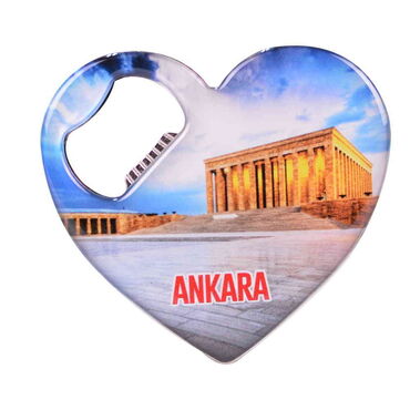 Ankara Themed Heart Shaped Metal Magnetic Bottle Opener 85x76 mm - 8