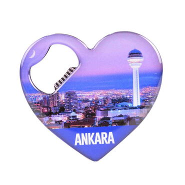 Ankara Themed Heart Shaped Metal Magnetic Bottle Opener 85x76 mm - 9
