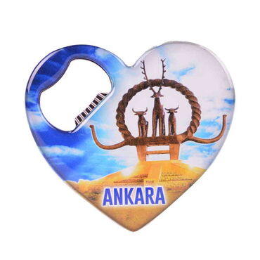 Ankara Themed Heart Shaped Metal Magnetic Bottle Opener 85x76 mm - 10