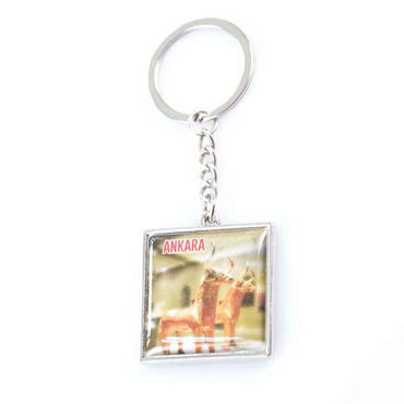 Ankara Themed Metal Square Shaped Double Face Keychain 36x95 mm - 2