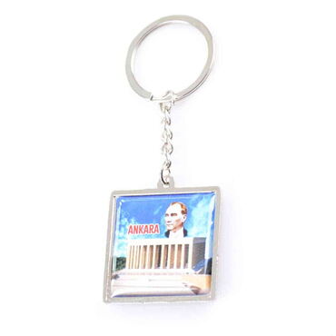 Ankara Themed Metal Square Shaped Double Face Keychain 36x95 mm - 4
