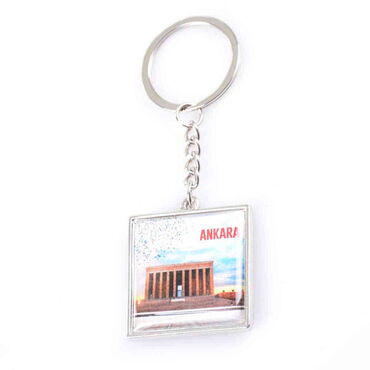 Ankara Themed Metal Square Shaped Double Face Keychain 36x95 mm - 5