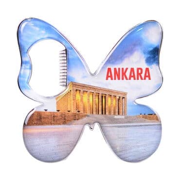 Ankara Themed Butterfly Shaped Metal Magnetic Bottle Opener 70x70 mm