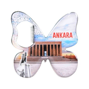 Ankara Themed Butterfly Shaped Metal Magnetic Bottle Opener 70x70 mm - 3