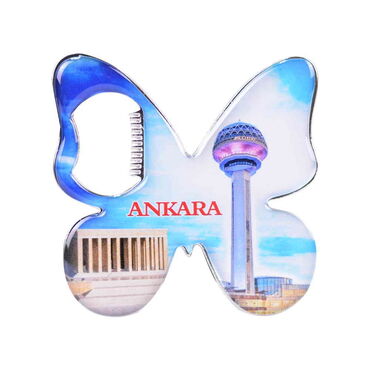 Ankara Themed Butterfly Shaped Metal Magnetic Bottle Opener 70x70 mm - 5