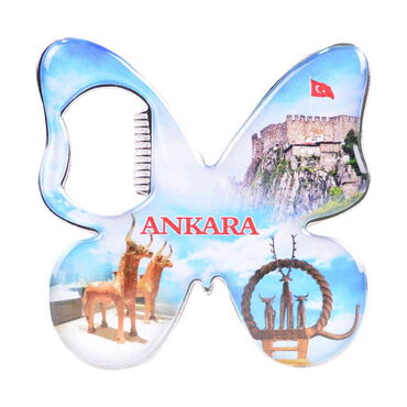 Ankara Themed Butterfly Shaped Metal Magnetic Bottle Opener 70x70 mm - 6