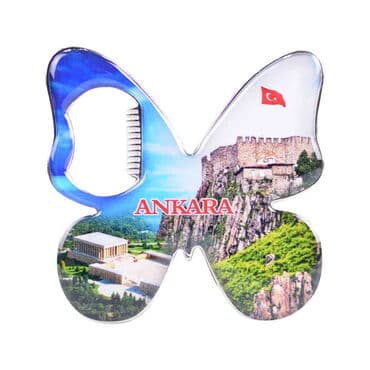 Ankara Themed Butterfly Shaped Metal Magnetic Bottle Opener 70x70 mm - 7