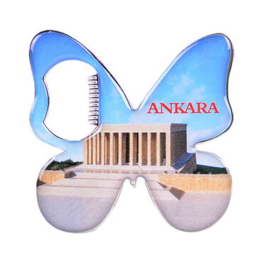 Ankara Themed Butterfly Shaped Metal Magnetic Bottle Opener 70x70 mm - 9