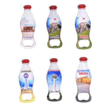 Ankara Themed Coke Bottle Shaped Metal Magnetic Bottle Opener 120x41 mm - 2