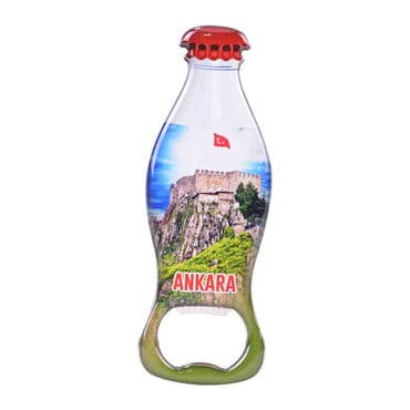 Ankara Themed Coke Bottle Shaped Metal Magnetic Bottle Opener 120x41 mm - 3