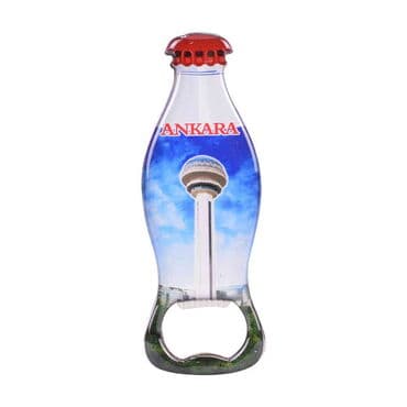 Ankara Themed Coke Bottle Shaped Metal Magnetic Bottle Opener 120x41 mm - 4