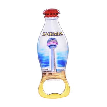 Ankara Themed Coke Bottle Shaped Metal Magnetic Bottle Opener 120x41 mm - 5