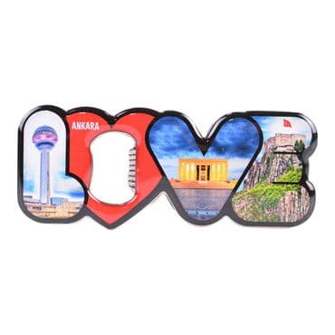 Ankara Themed Love Letter Shaped Metal Magnetic Opener 114x47 mm - 3