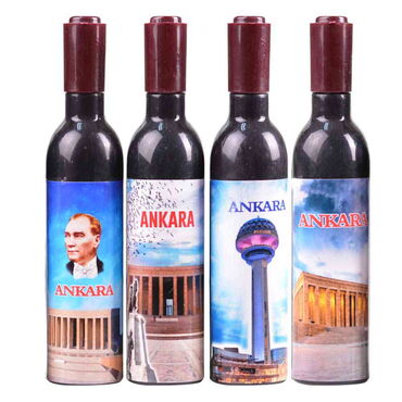 Ankara Themed Bottle Shaped Metal Wine Bottle Corkscrew Opener-Magnetic 115x25x25 mm - 3