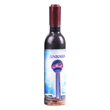 Ankara Themed Bottle Shaped Metal Wine Bottle Corkscrew Opener-Magnetic 115x25x25 mm - 7