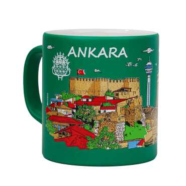 Toptan Ankara Temalı Seramik Renkli Baskılı Kupa 82x90 mm - Myros