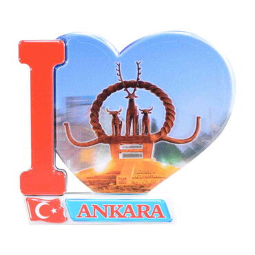 Toptan Ankara Temalı Uv Baskılı Kalp Şekilli Magnet 86x62 mm - Thumbnail