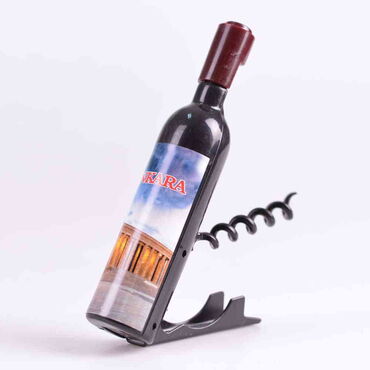 Ankara Themed Bottle Shaped Metal Wine Bottle Corkscrew Opener-Magnetic 115x25x25 mm - Thumbnail